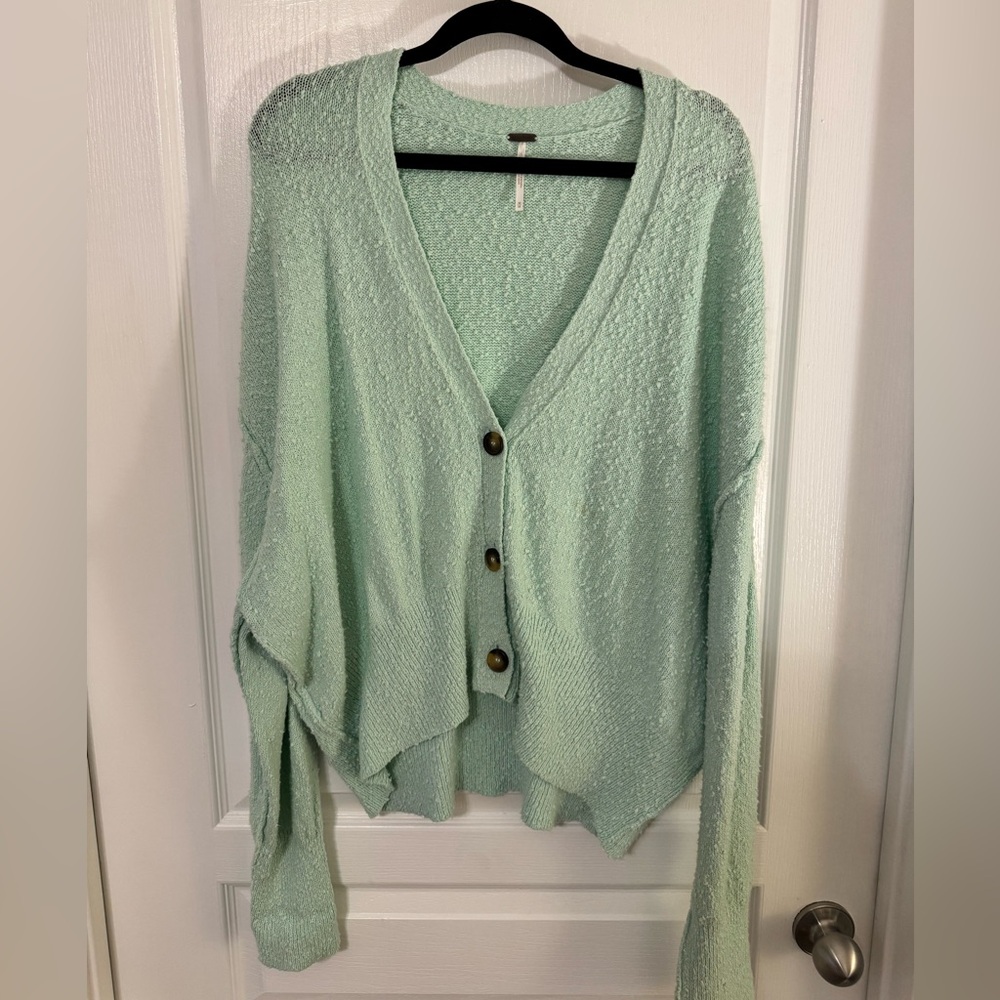 Free People Women’s ‘Found My Friend’ Mint Cardi Size Medium - Picture 2 of 10